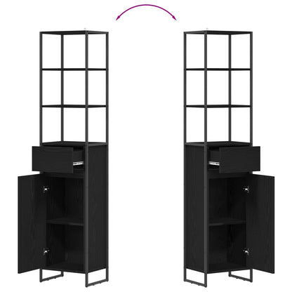 Badezimmerschrank mit Tür Schwarz Eichen-Optik 40 x 30 x 180 cm