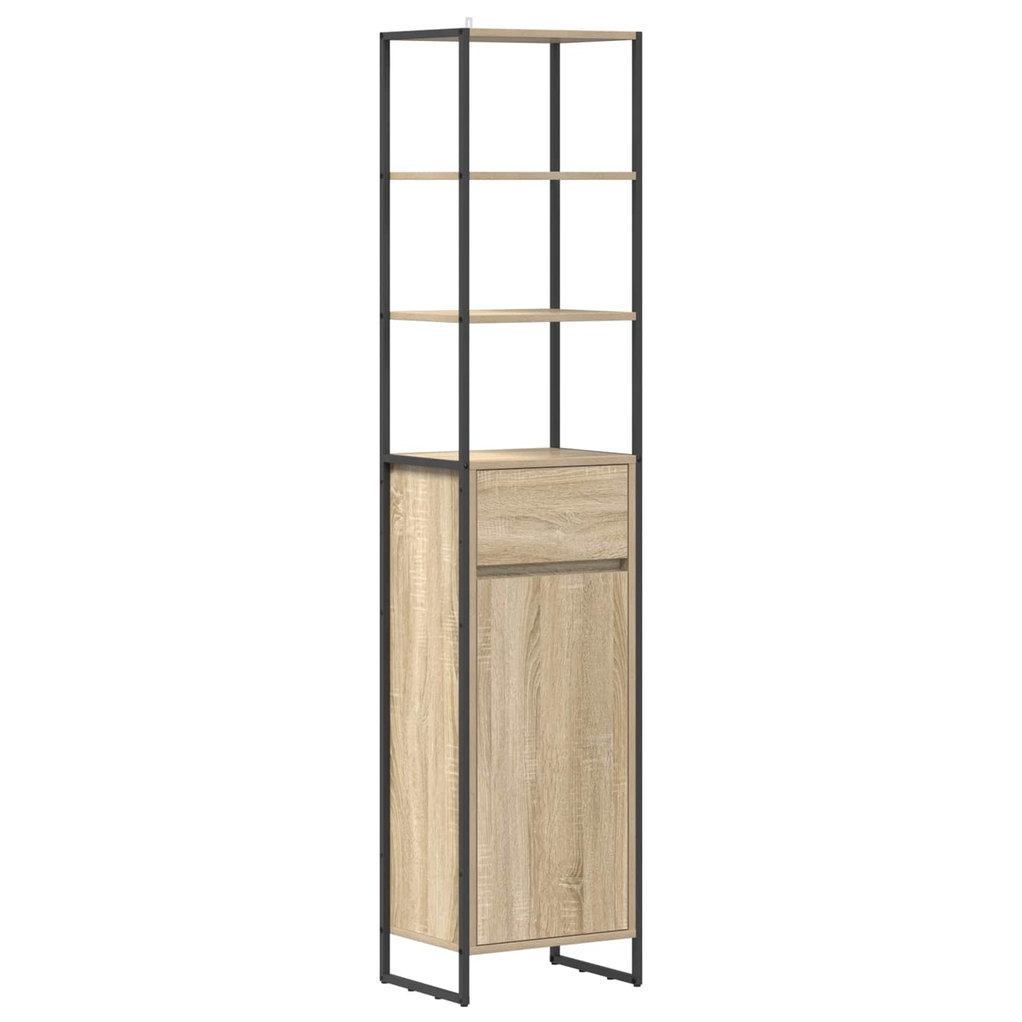 vidaXL Badezimmerschrank mit Tür Sonoma 40 x 30 x 180 cm Holzwerkstoff