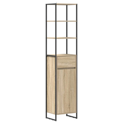 vidaXL Badezimmerschrank mit Tür Sonoma 40 x 30 x 180 cm Holzwerkstoff