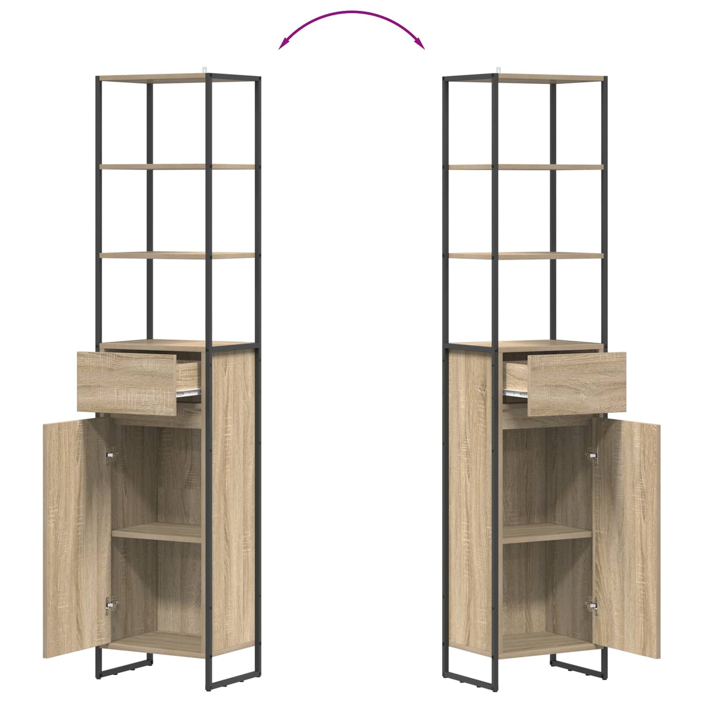 vidaXL Badezimmerschrank mit Tür Sonoma 40 x 30 x 180 cm Holzwerkstoff
