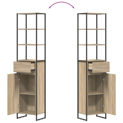 vidaXL Badezimmerschrank mit Tür Sonoma 40 x 30 x 180 cm Holzwerkstoff
