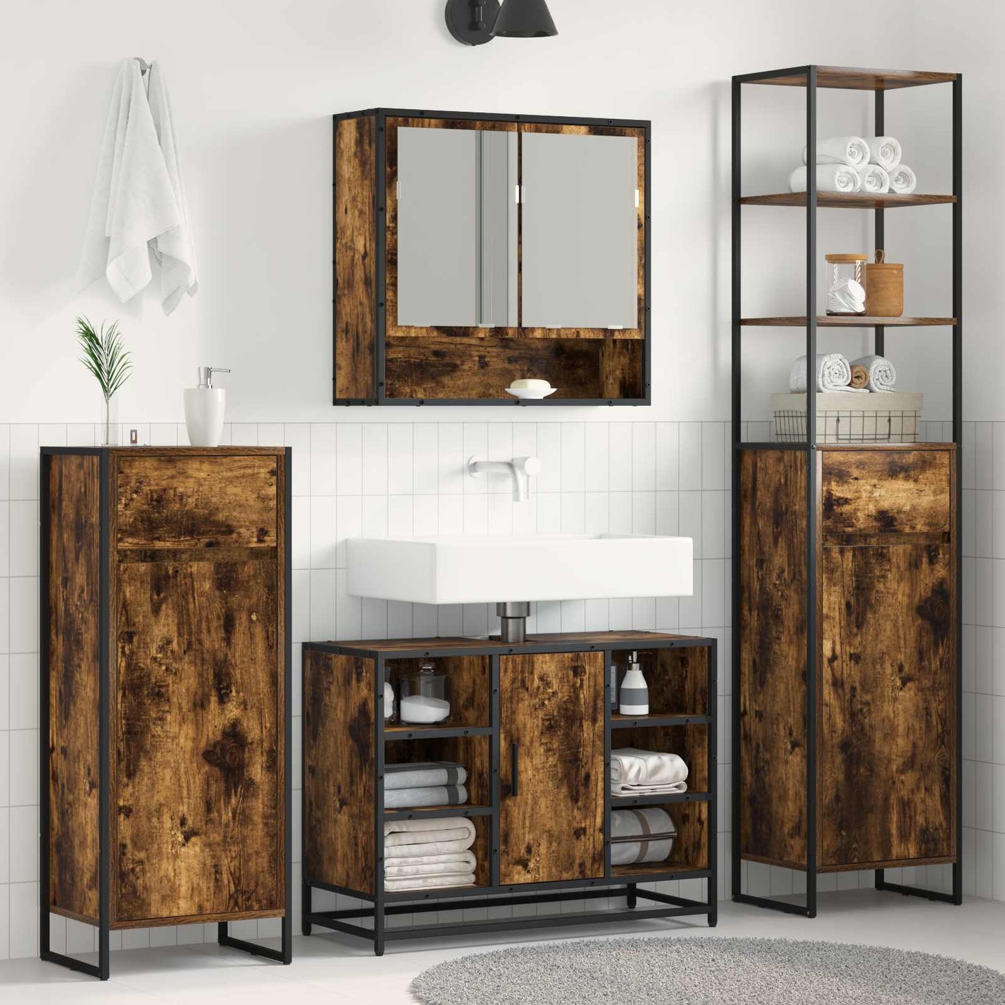 vidaXL Badezimmerschrank Raucharbe 40 x 30 x 180 cm Holzwerkstoff