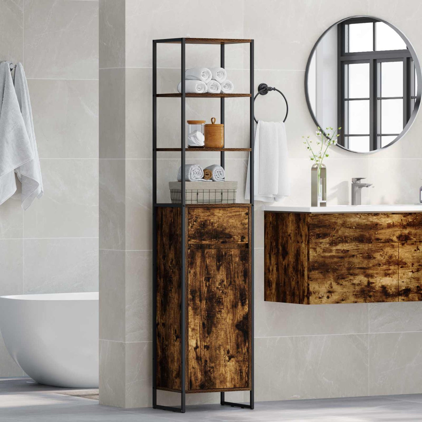vidaXL Badezimmerschrank Raucharbe 40 x 30 x 180 cm Holzwerkstoff
