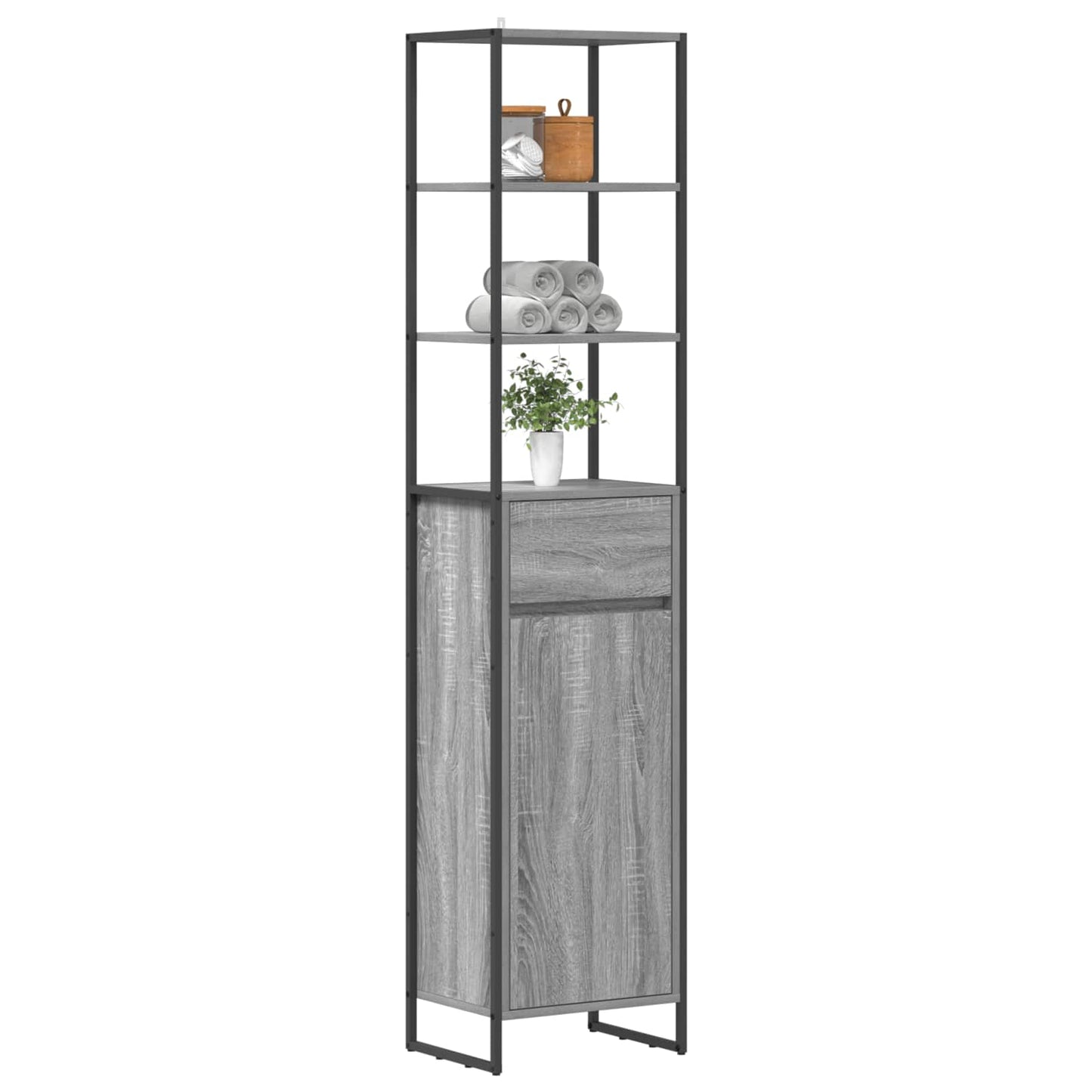 vidaXL Badezimmerschrank Graues Sonoma 40 x 30 x 180 cm Holzwerkstoff