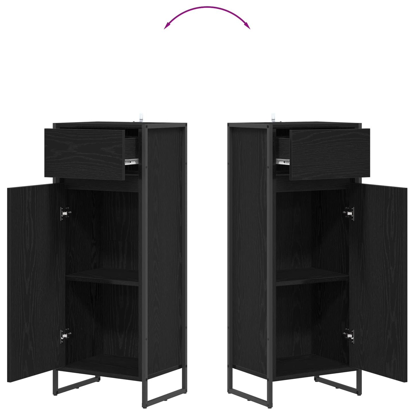 Badezimmerschrank mit Tür Schwarz Eichen-Optik 40 x 30 x 100 cm