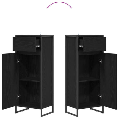 Badezimmerschrank mit Tür Schwarz Eichen-Optik 40 x 30 x 100 cm