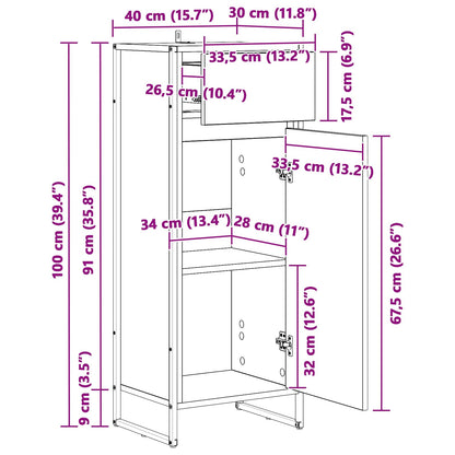 vidaXL Badezimmerschrank mit Tür Schwarz Eichen-Optik 40 x 30 x 100 cm