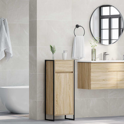 vidaXL Badezimmerschrank mit Tür Sonoma 40 x 30 x 100 cm Holzwerkstoff