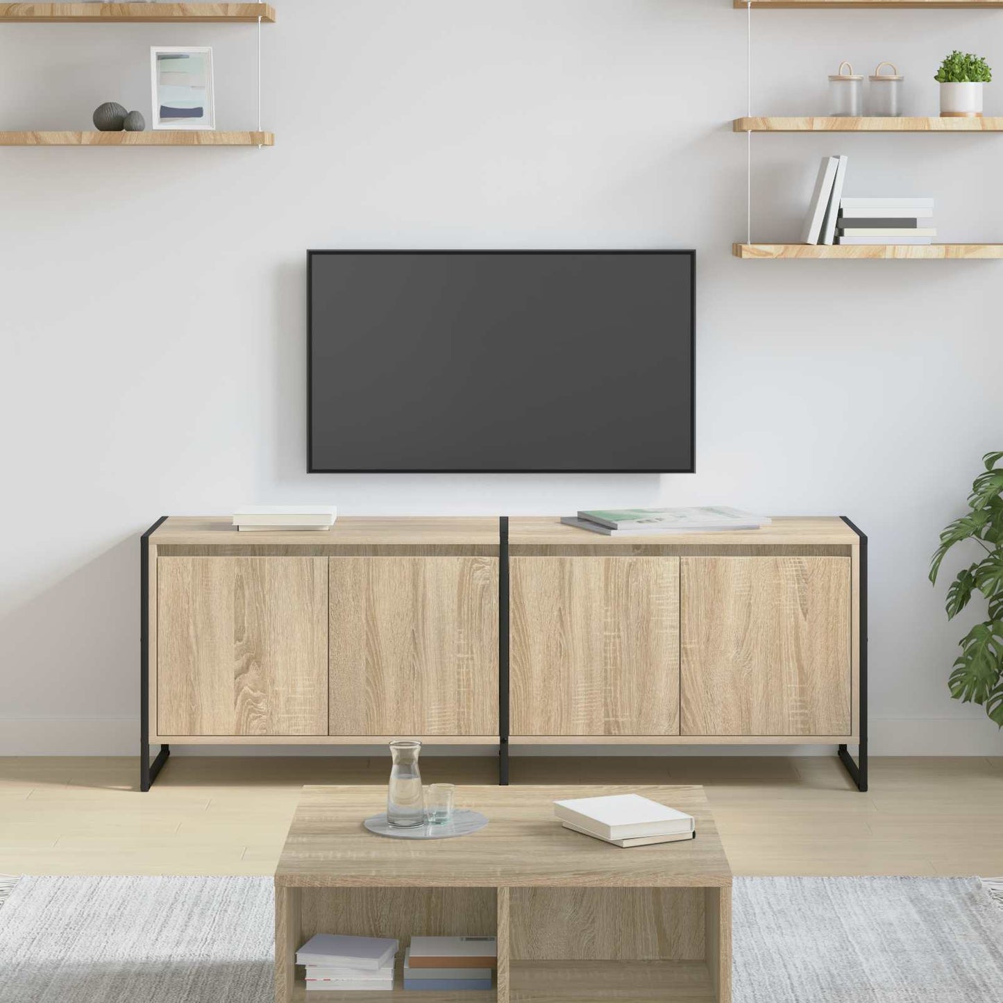 vidaXL TV-Schränk Sonoma 140 x 36 x 49,5 cm Holzwerkstoff
