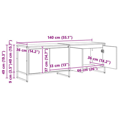 vidaXL TV-Schränk Sonoma 140 x 36 x 49,5 cm Holzwerkstoff