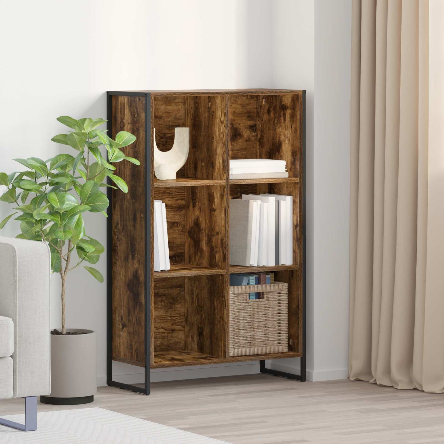 vidaXL Bibliothèque chêne fumé 99,5 x 30 x 108,5 cm, bois d'ingénierie
