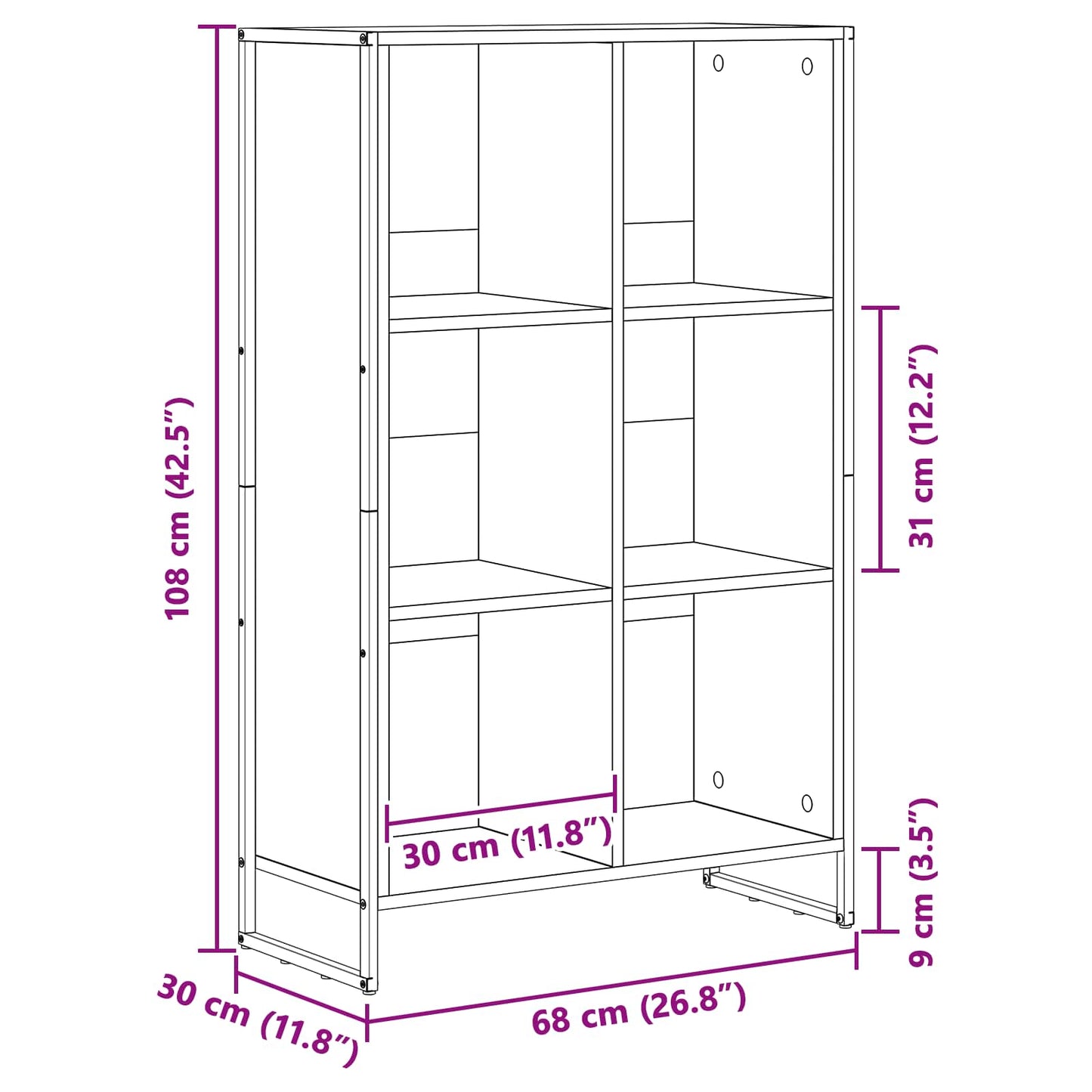 vidaXL Bibliothèque chêne fumé 99,5 x 30 x 108,5 cm, bois d'ingénierie