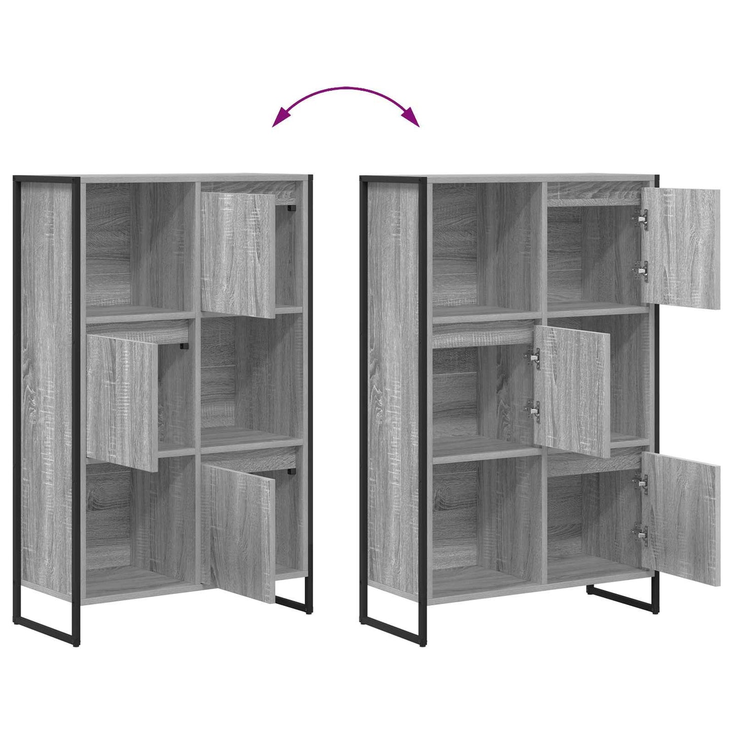 vidaXL Bücherregal Graues Sonoma 68 x 30 x 108.5 cm Holzwerkstoff