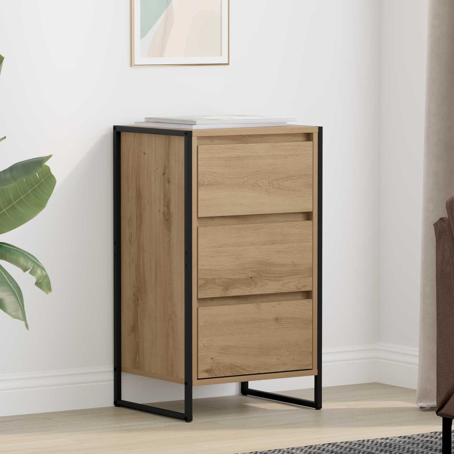 vidaXL Sideboard Kunsthandwerk Eiche 42 x 36 x 75,5 cm Holzwerkstoff