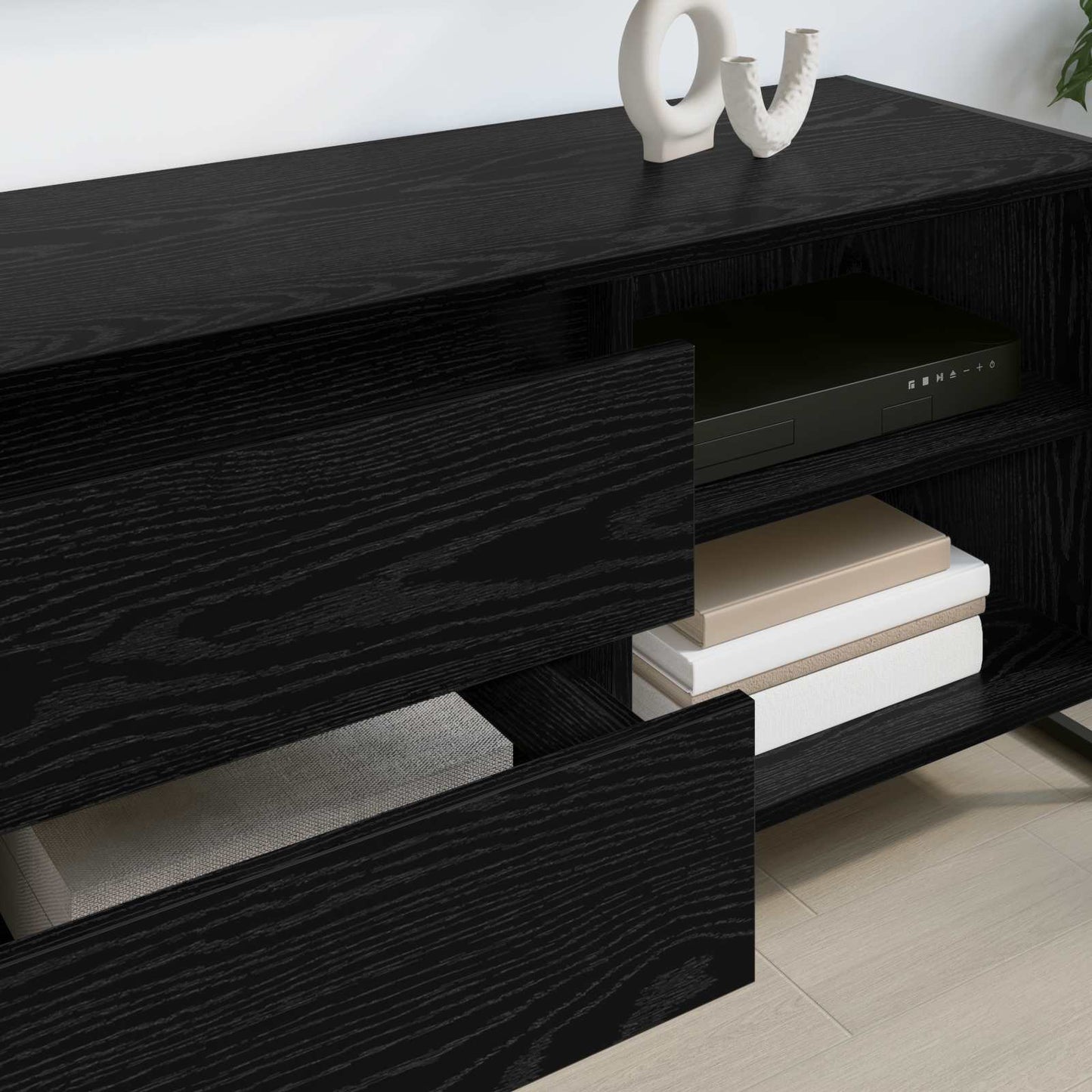vidaXL TV-Schränk Schwarz Eichen-Optik 100 x 36 x 49,5 cm
