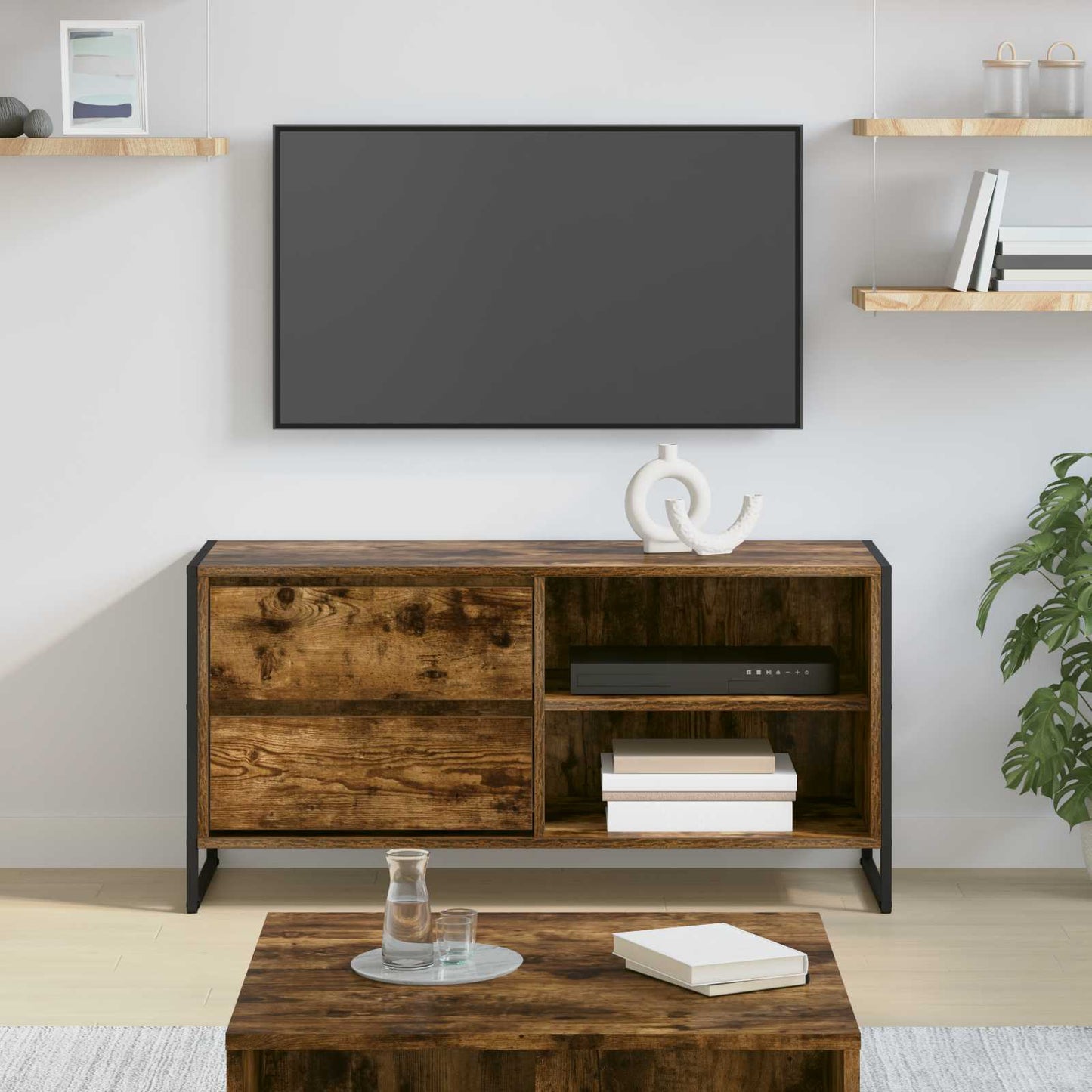 vidaXL TV-Schränk Raucharbe 100 x 36 x 49,5 cm Holzwerkstoff