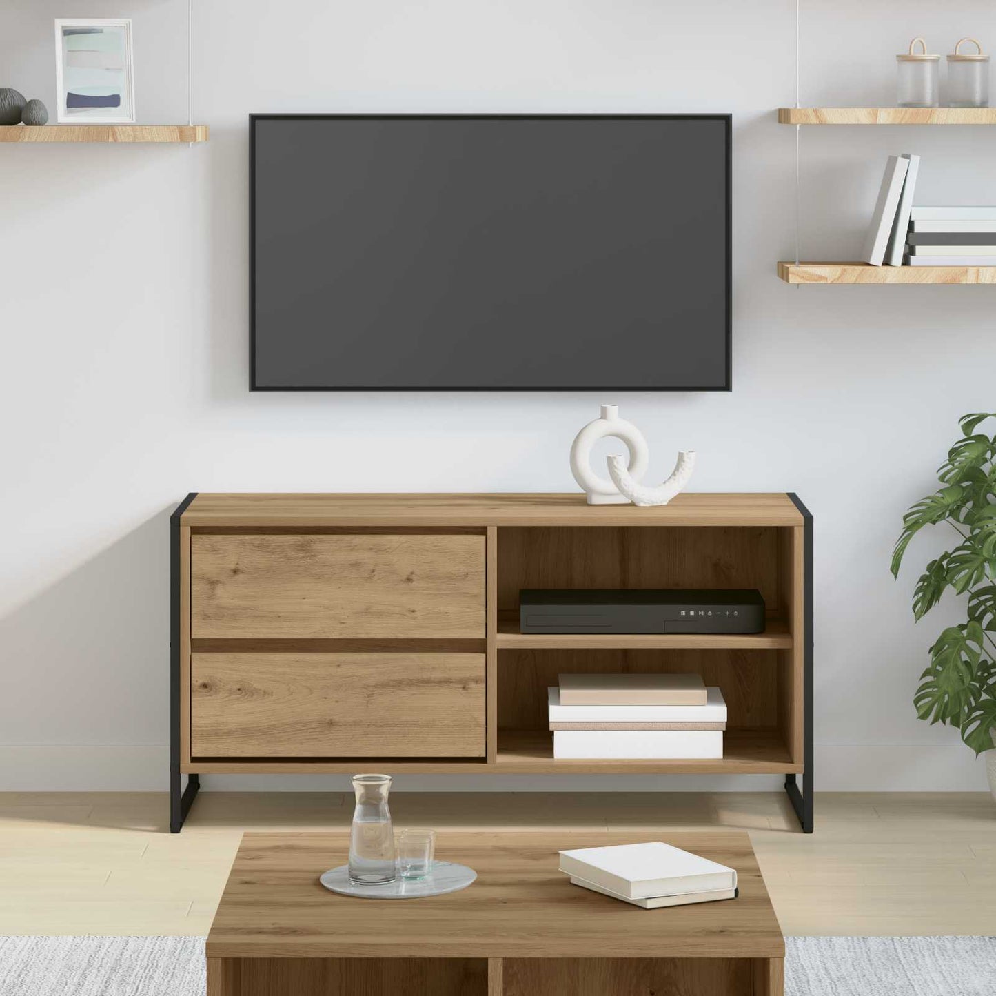 vidaXL TV-Schränk Kunsthandwerk Eiche 100 x 36 x 49,5 cm Holzwerkstoff