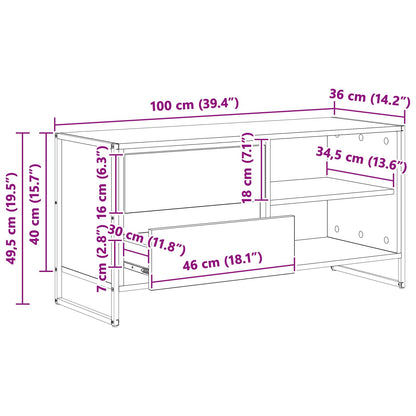 vidaXL TV-Schränk Kunsthandwerk Eiche 100 x 36 x 49,5 cm Holzwerkstoff