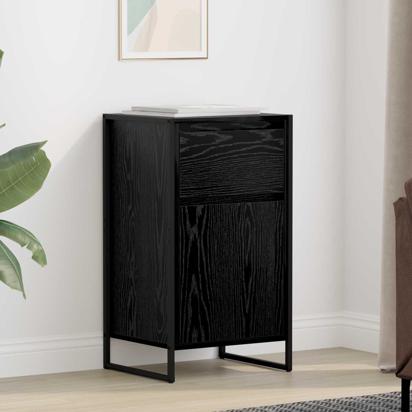 vidaXL Sideboard Schwarz Eichen-Optik 81 x 36 x 150.5 cm Holzwerkstoff