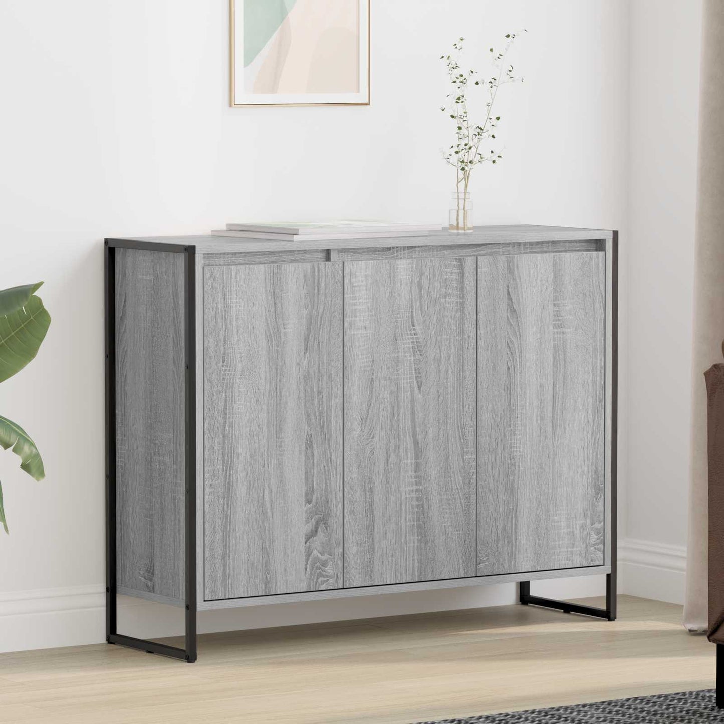 vidaXL Seitenschrank Graues Sonoma 96,5 x 30 x 75 cm Holzwerkstoff