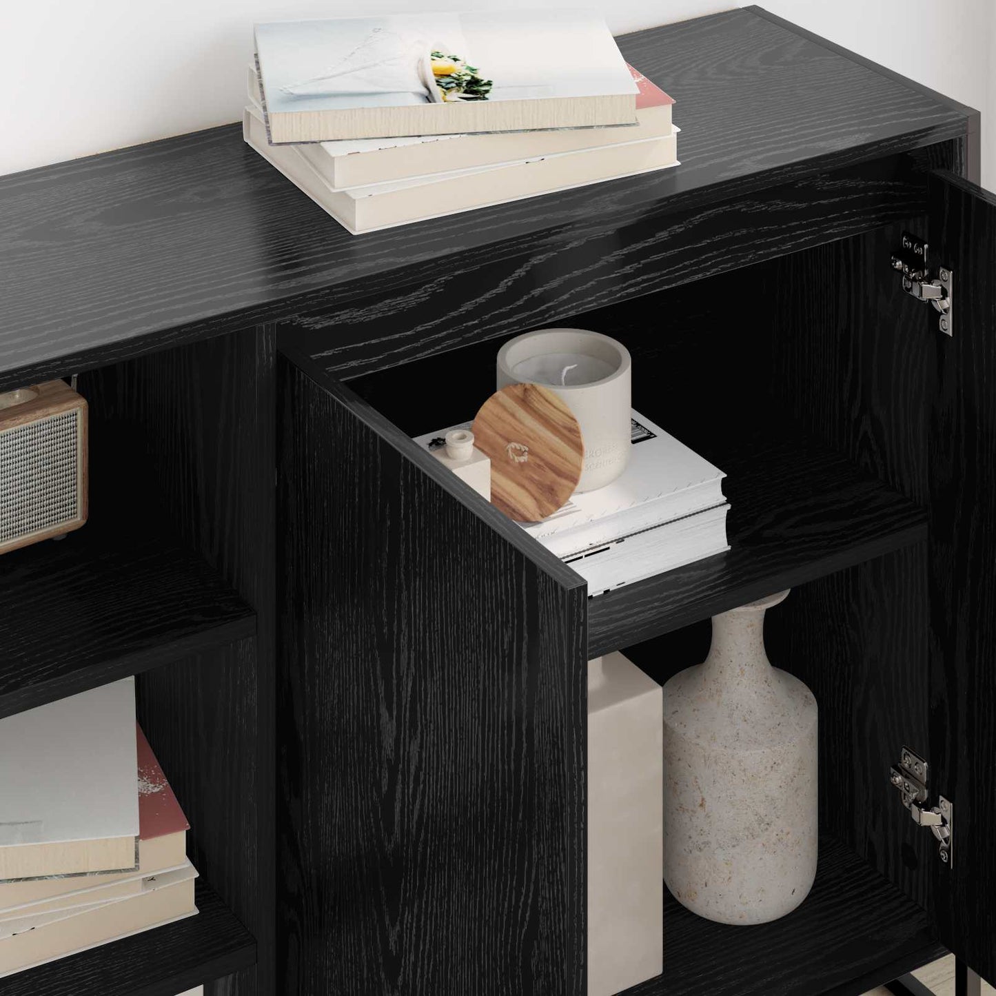vidaXL Seitenschrank Schwarz Eichen-Optik 96,5 x 30 x 75 cm