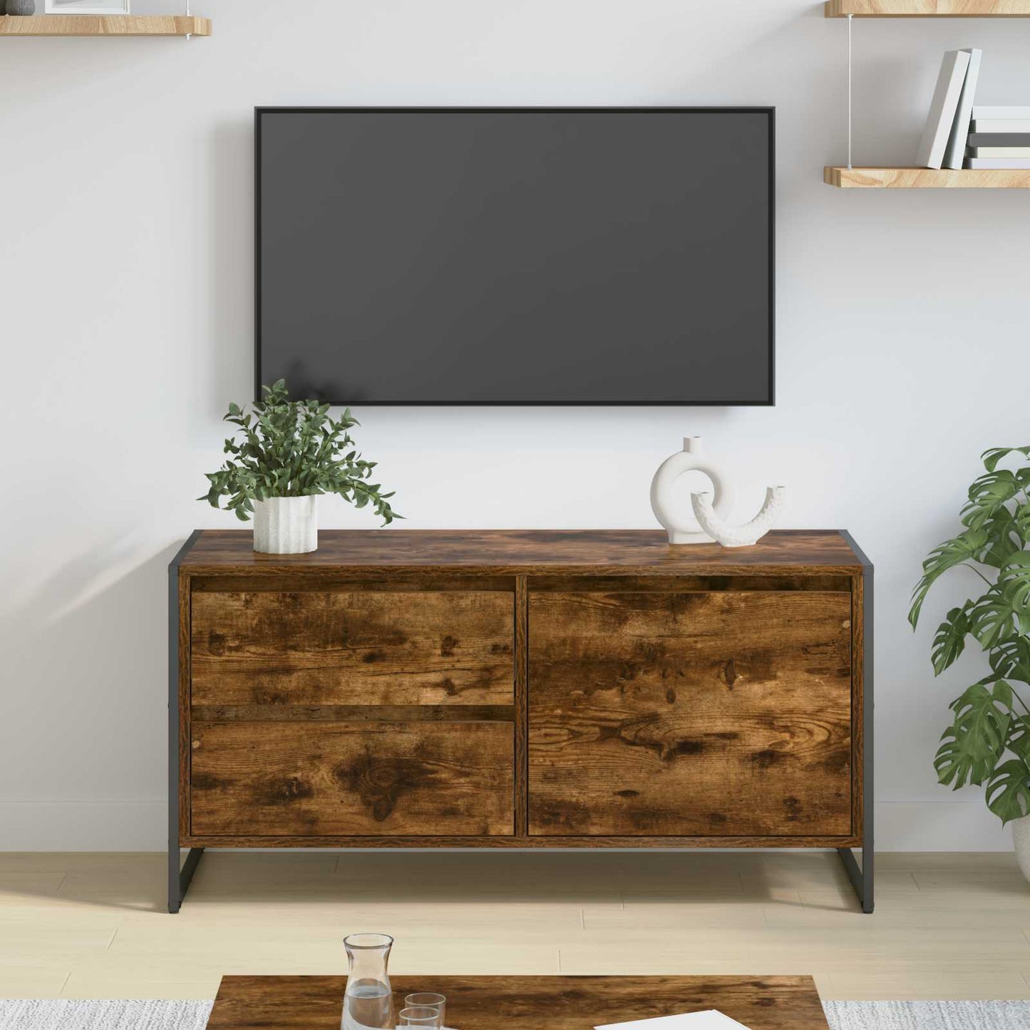 vidaXL TV-Schränk Raucharbe 100 x 36 x 49.5 cm Holzwerkstoff