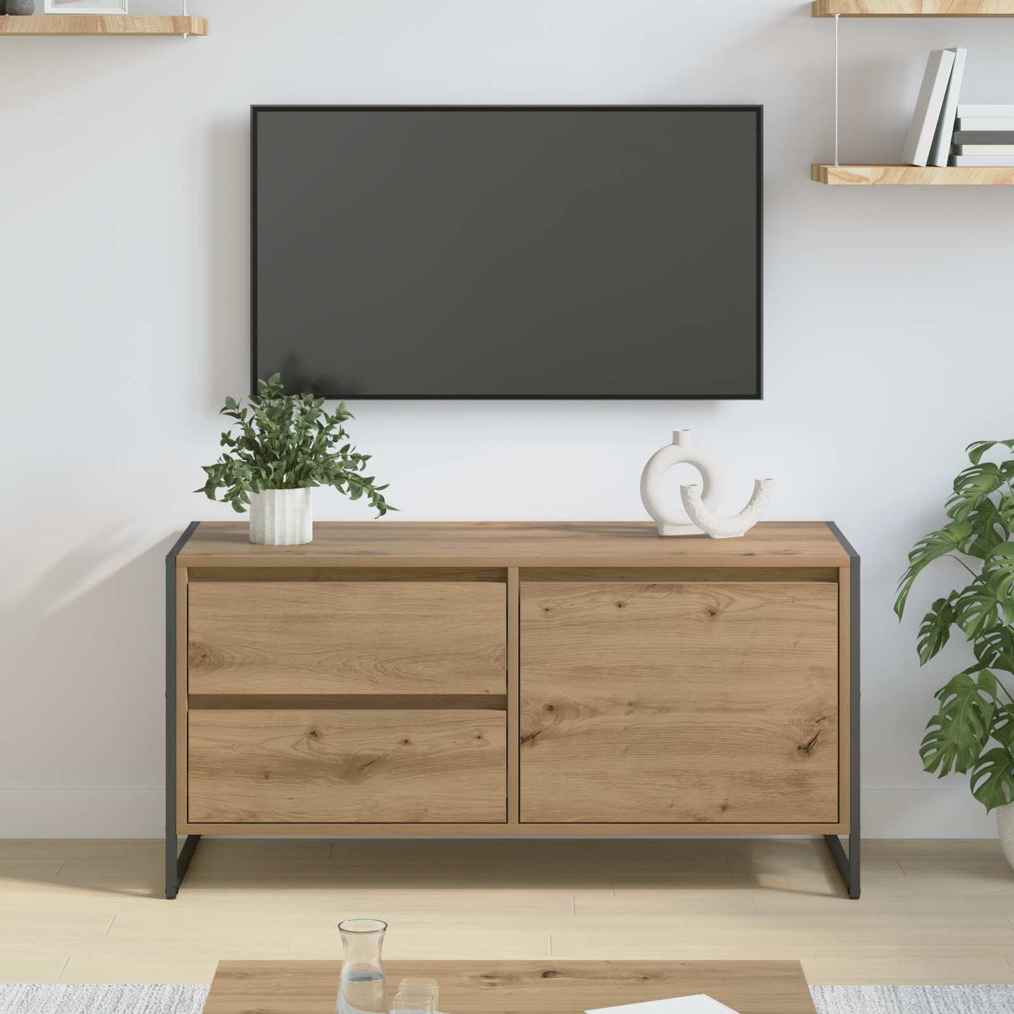 vidaXL TV-Schränk Kunsthandwerk Eiche 100 x 36 x 49.5 cm Holzwerkstoff