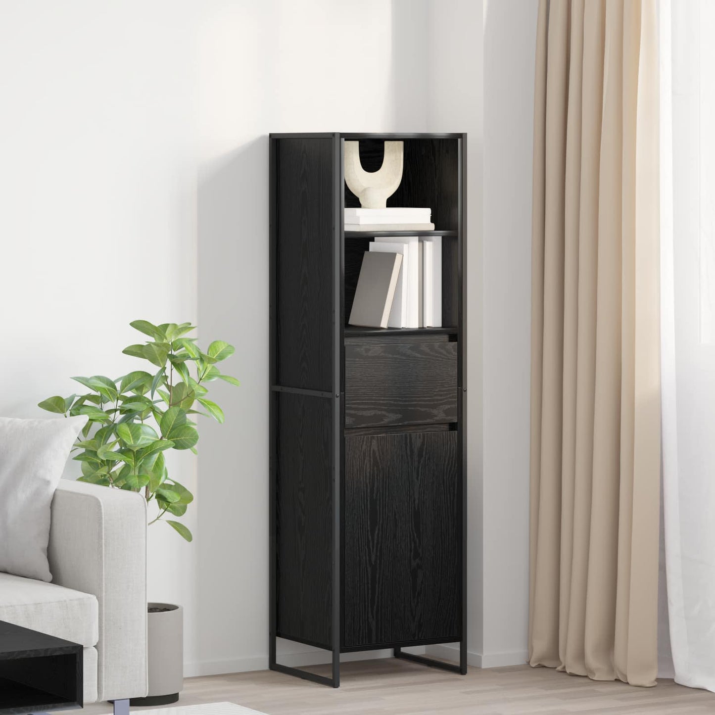 vidaXL Bücherregal Schwarz Eichen-Optik 43 x 36 x 150,5 cm