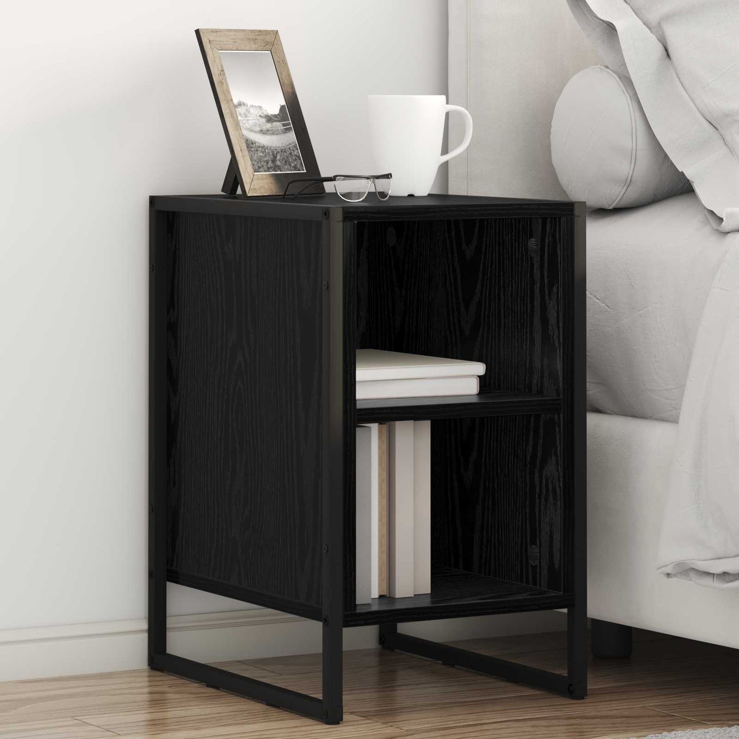vidaXL Nachttisch Schwarz Eichen-Optik 39,5 x 30 x 50 cm Holzwerkstoff