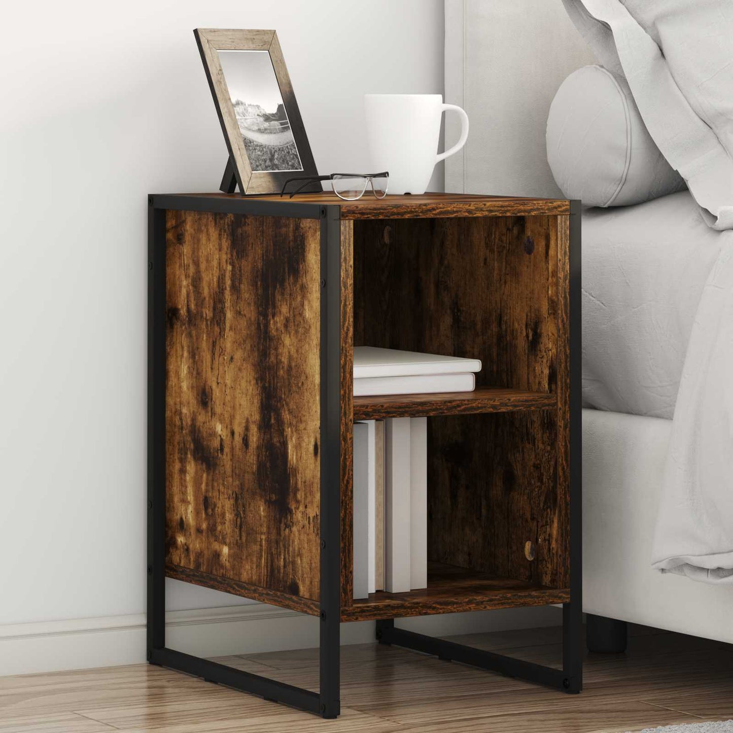 vidaXL Nachttisch Rauches Eiche 39,5 x 30 x 50 cm Holzwerkstoff