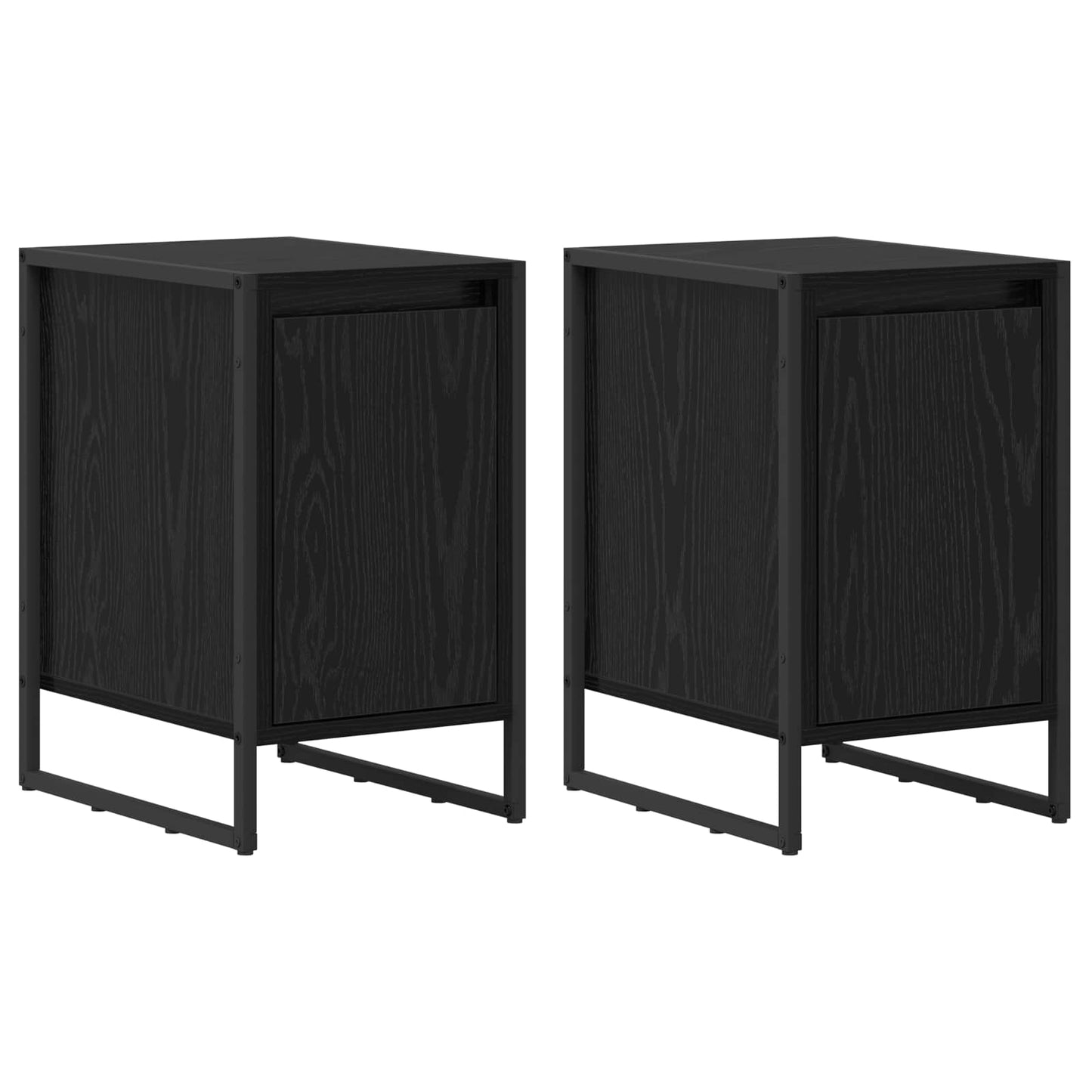 vidaXL Nachttisch 2 pcs Schwarz Eichen-Optik 39,5 x 30 x 50 cm