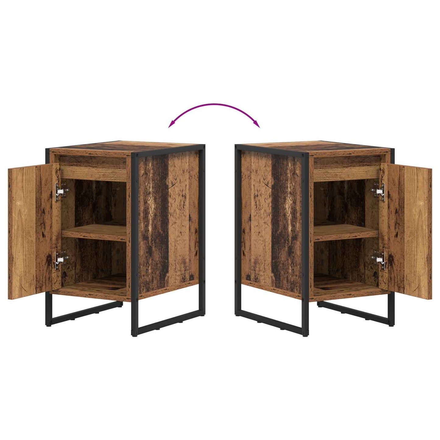 vidaXL Nachttisch 2 pcs Altholz 39,5 x 30 x 50 cm Holzwerkstoff