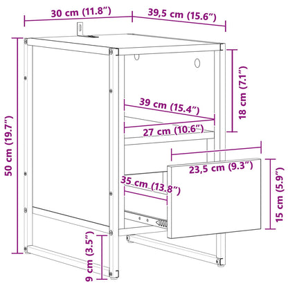vidaXL Nachttisch Schwarz Eichen-Optik 39,5 x 30 x 50 cm Holzwerkstoff