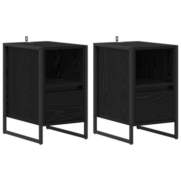 vidaXL Nachttisch 2 pcs Schwarz Eichen-Optik 39,5 x 30 x 50 cm