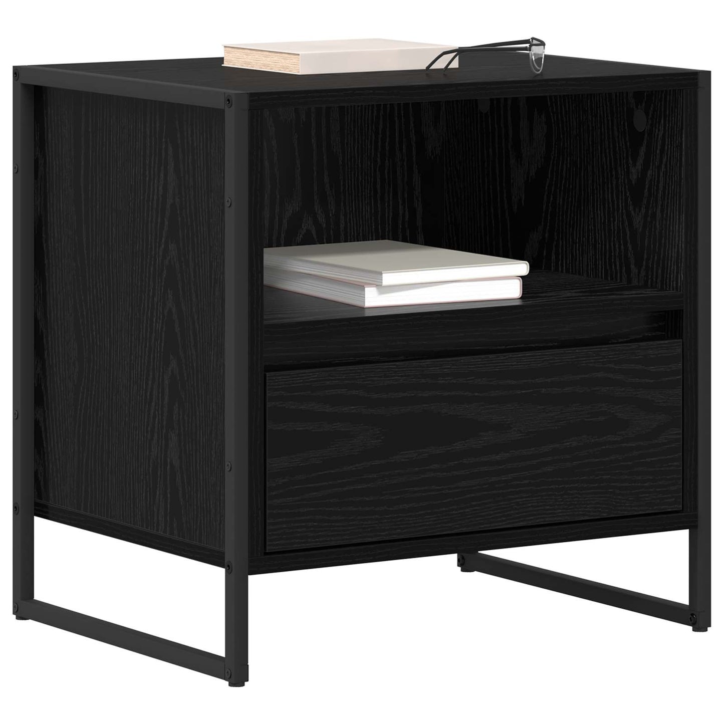 vidaXL Nachttisch Schwarz Eichen-Optik 50 x 39,5 x 50 cm Holzwerkstoff