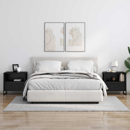 Nachttisch 2 pcs Schwarz Eichen-Optik 50 x 39,5 x 50 cm