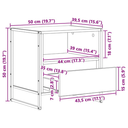 Nachttisch Kunsthandwerk Eiche 50 x 39,5 x 50 cm Holzwerkstoff