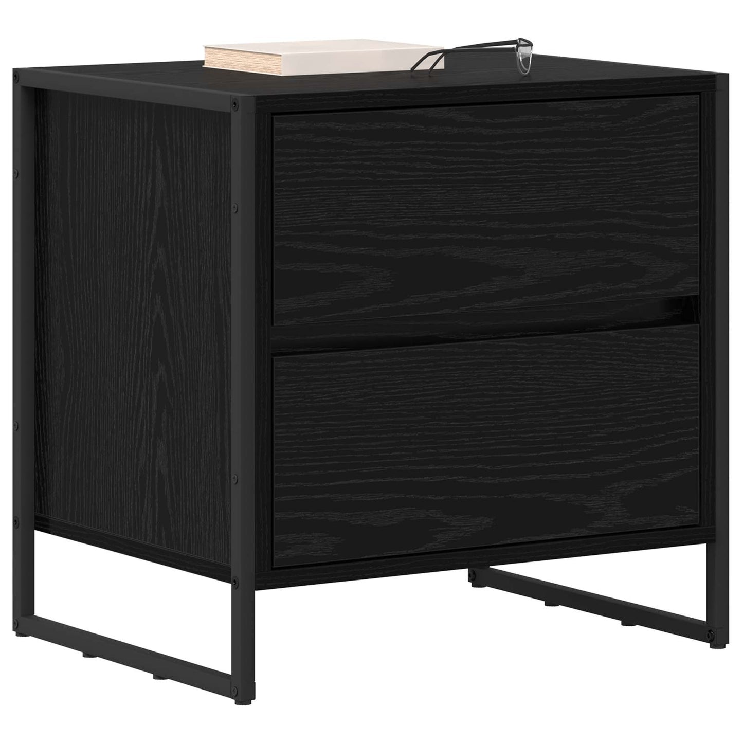 vidaXL Nachttisch Schwarz Eichen-Optik 50 x 39,5 x 50 cm Holzwerkstoff