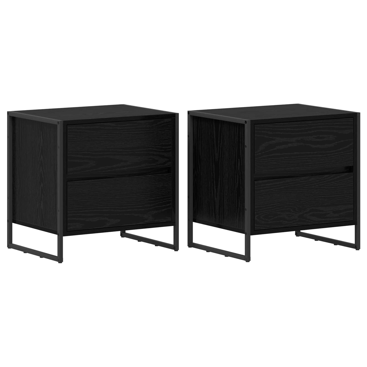 vidaXL Nachttisch 2 pcs Schwarz Eichen-Optik 50 x 39,5 x 50 cm