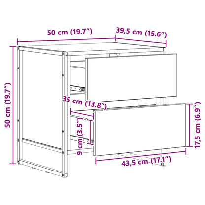 vidaXL Nachttisch Altholz 50 x 39,5 x 50 cm Holzwerkstoff