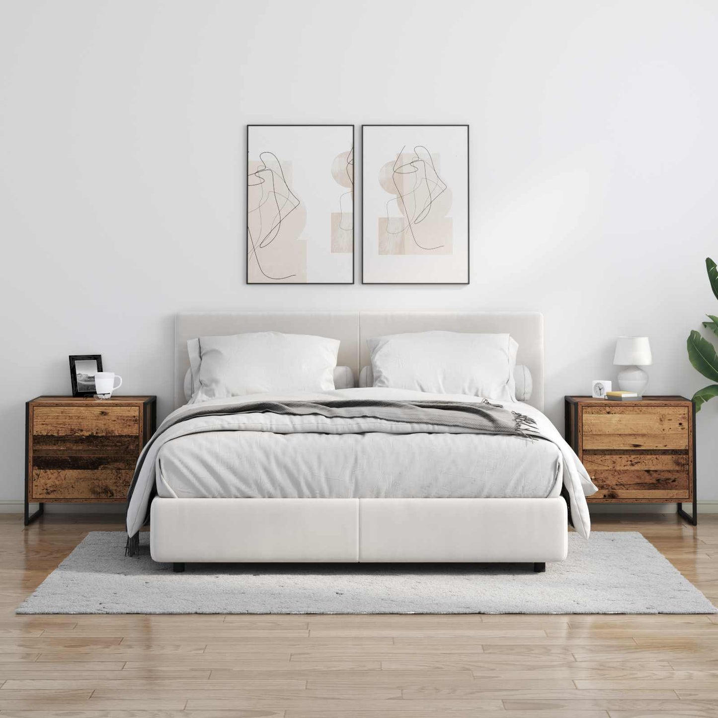 vidaXL Nachttisch 2 pcs Altholz 50 x 39,5 x 50 cm Holzwerkstoff