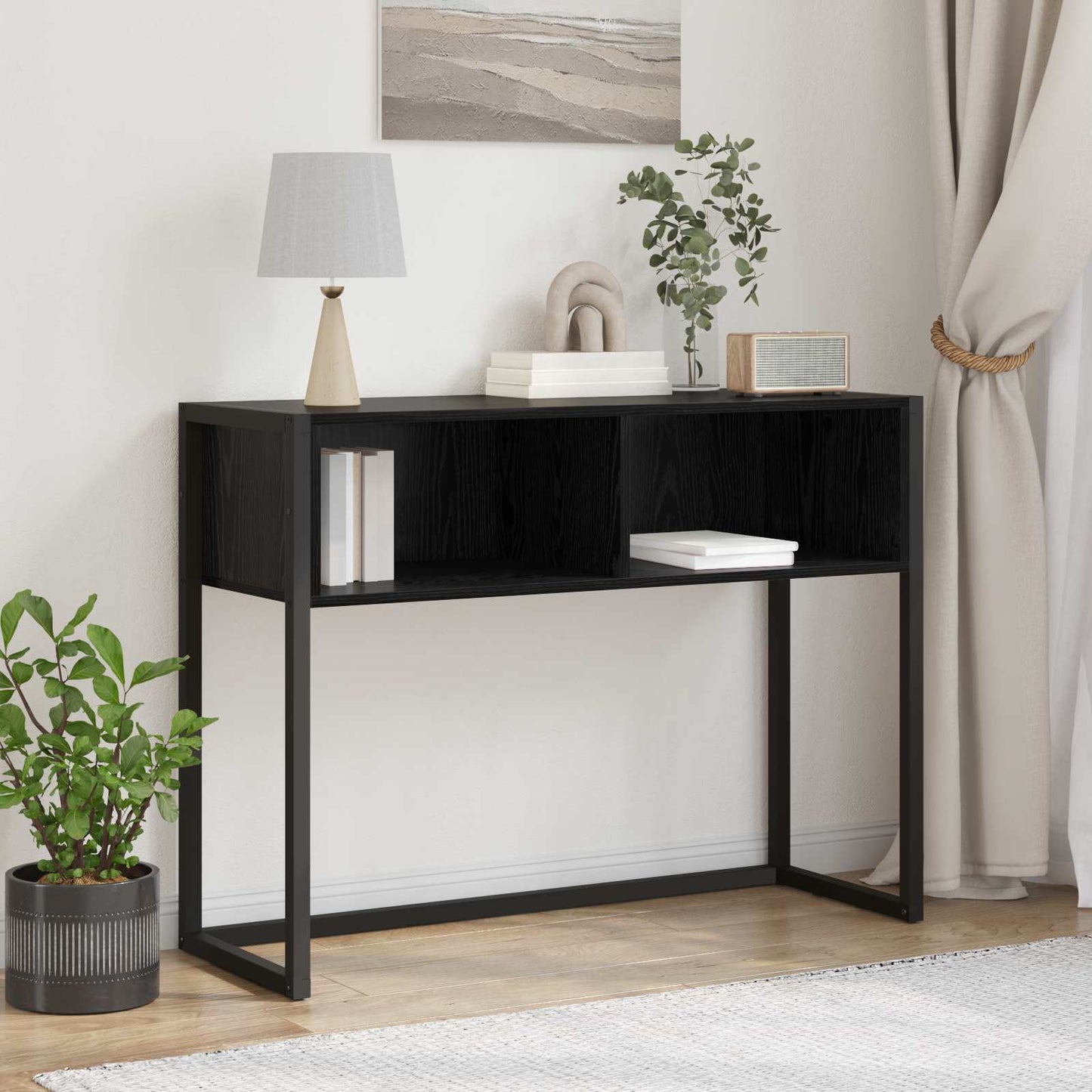 vidaXL Beistelltisch Schwarz Eichen-Optik 100 x 36 x 75 cm