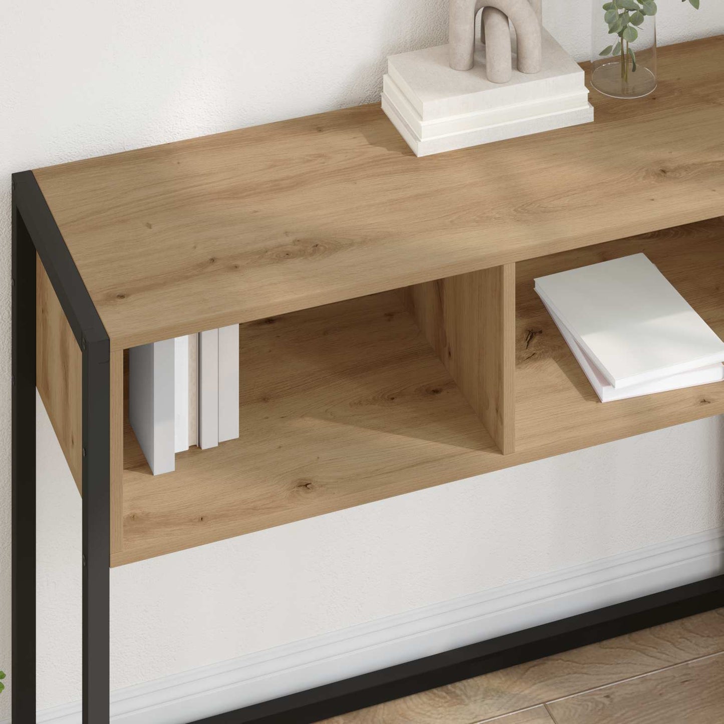 Beistelltisch mit Speicher Kunsthandwerk Eiche 100 x 36 x 75 cm