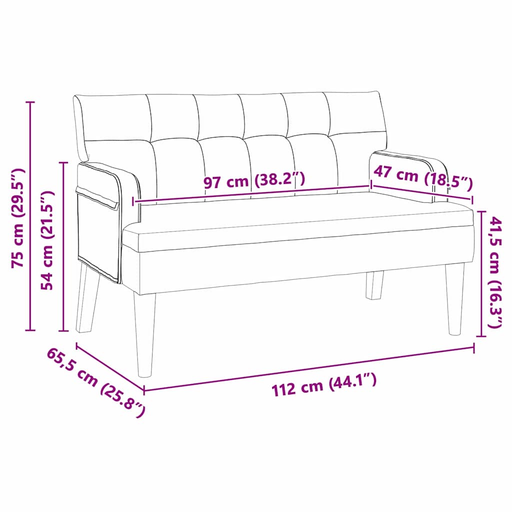 Chesterfield Bank Hellgrau 112 x 65,5 x 75 cm Samt