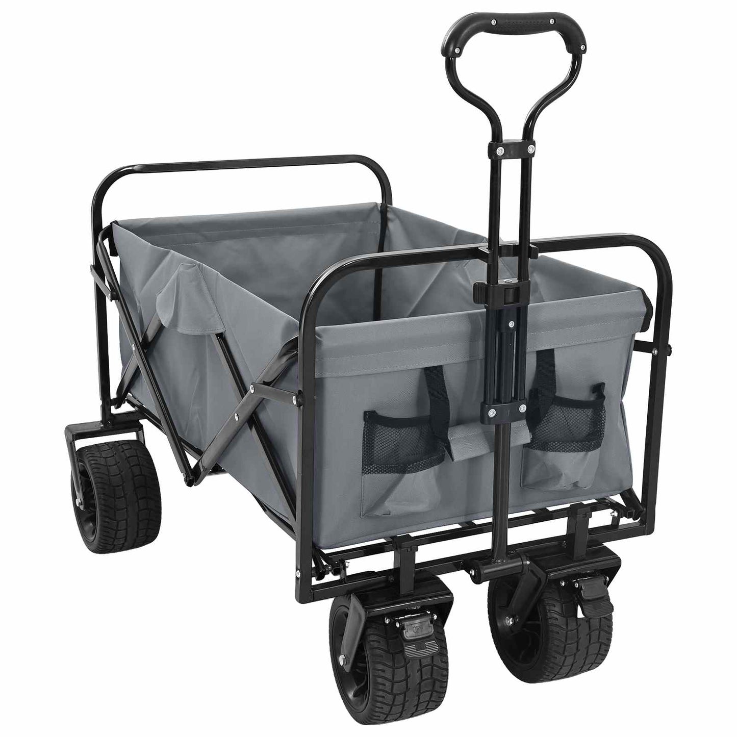 Klapp-Handwagen Grau 89 x 63 x 96 cm Stahl und Oxford-Stoff