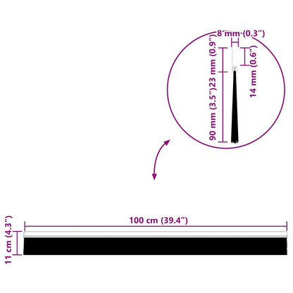Selbstklebende Türbürstendichtungen 2 pcs Braun 100 cm