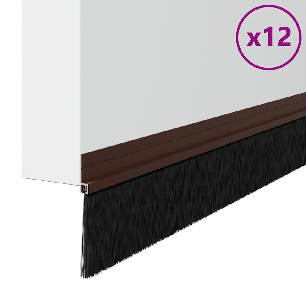 Selbstklebende Türbürstendichtungen 12 pcs Braun 100 cm