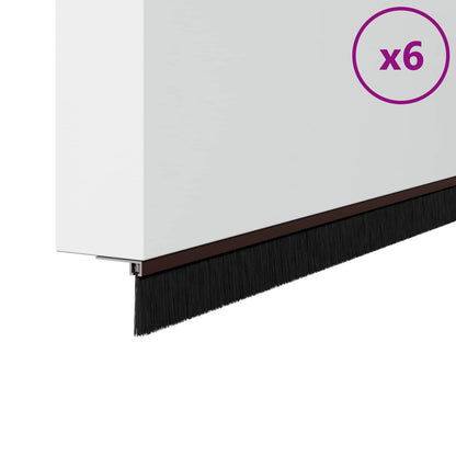 Selbstklebende Türbürstendichtungen 6 pcs Braun 100 cm