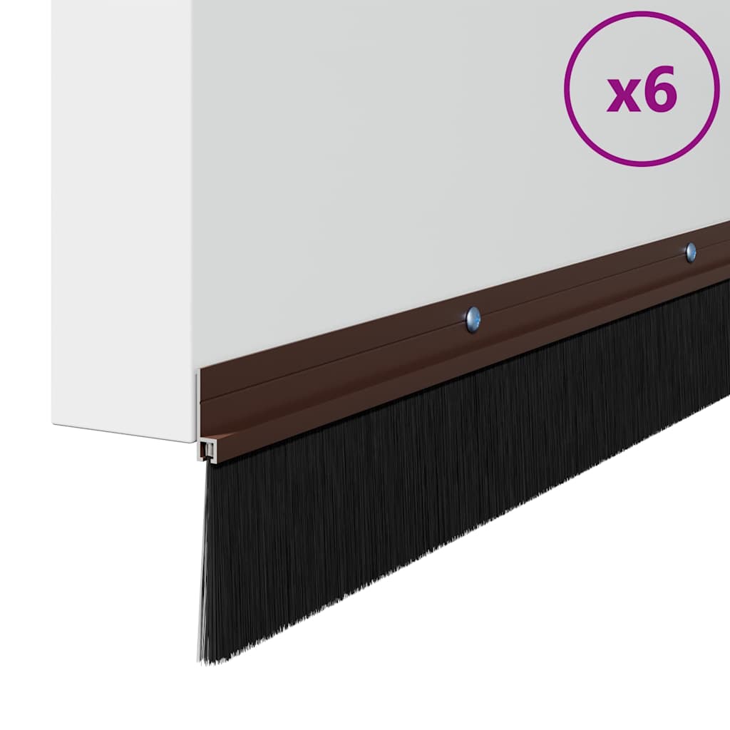 Aufsteck Türbürstendichtungen 6 pcs Braun 100 cm