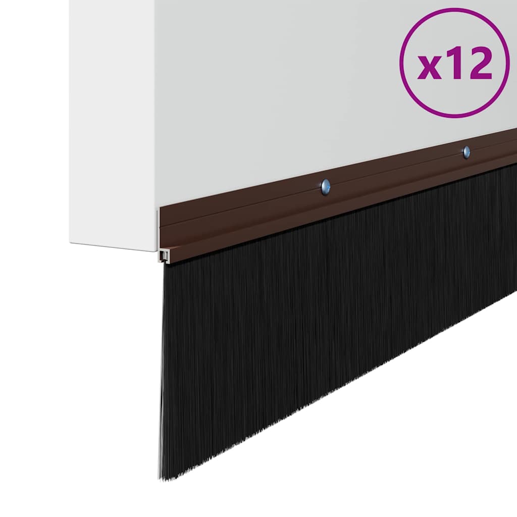 Aufsteck Türbürstendichtungen 12 pcs Braun 100 cm